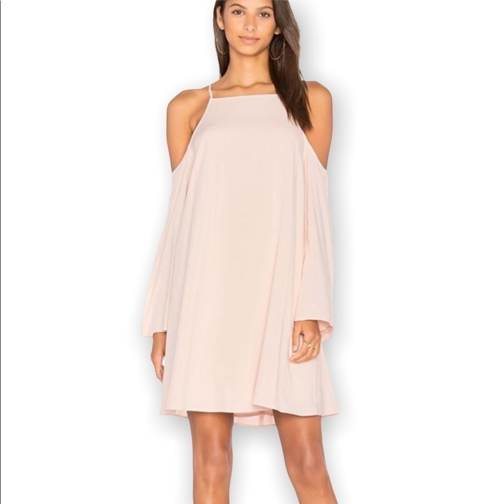Revolve Dress Womens Extra Small Powder Pink Romantic Feminine Cold Shoulder Y2K